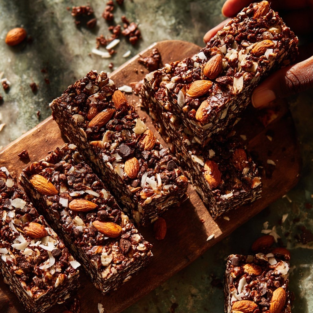 Chocolate Almond Coconut Granola Bars