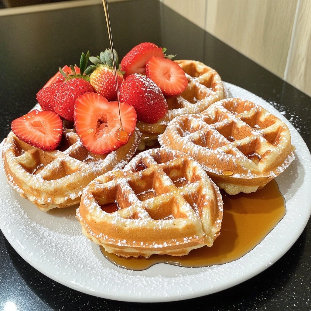 Valentine Breakfast Heart Shaped Waffles