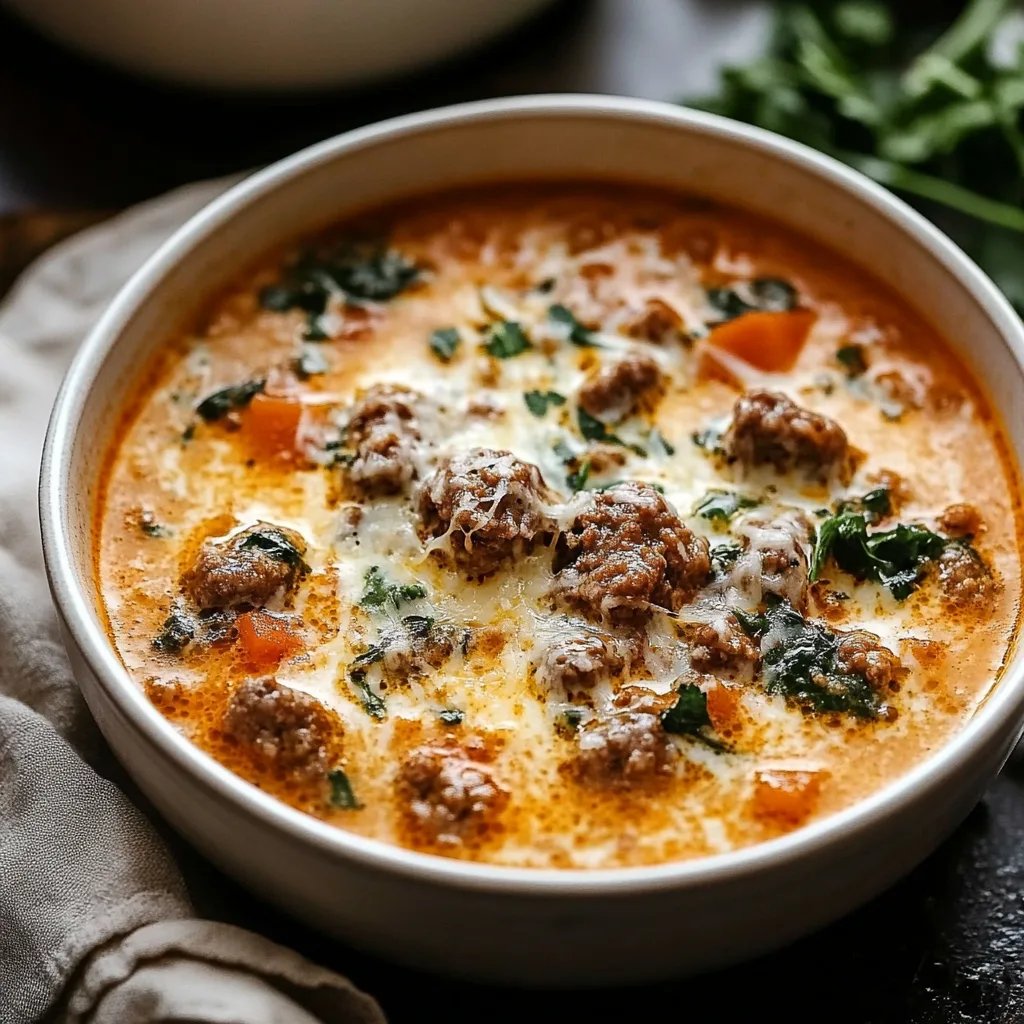 Hearty Italian Sausage Soup with Creamy Parmesan