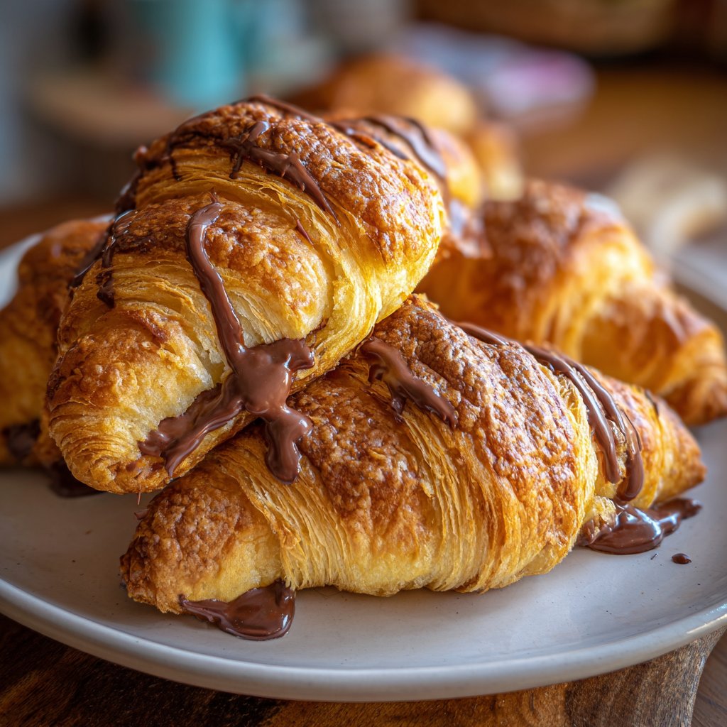 Valentines Breakfast Chocolate Croissants