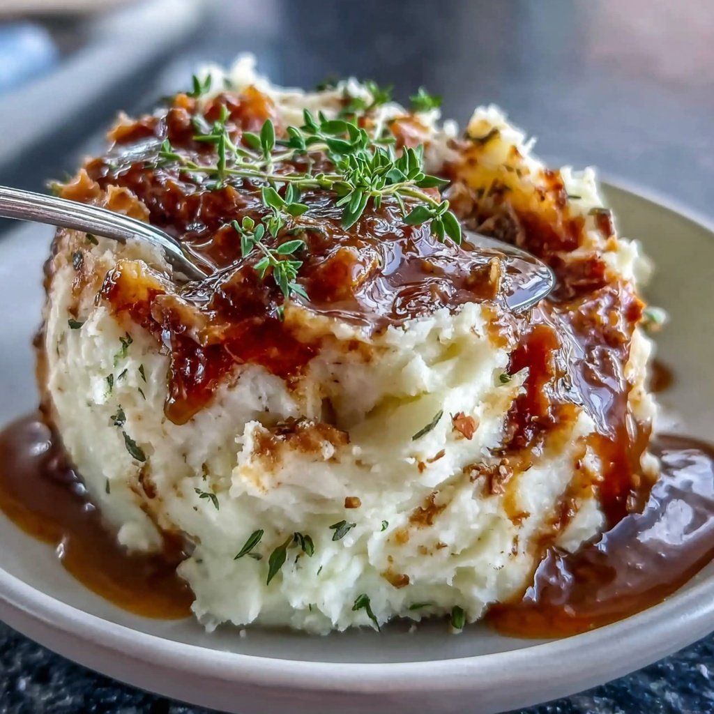 Mashed Potatoes With Creamy Beef Gravy