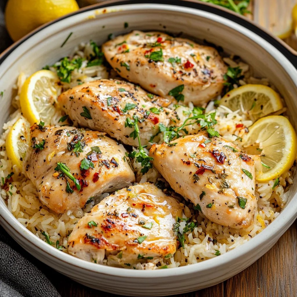 Slow Cooker Lemon Herb Chicken and Rice