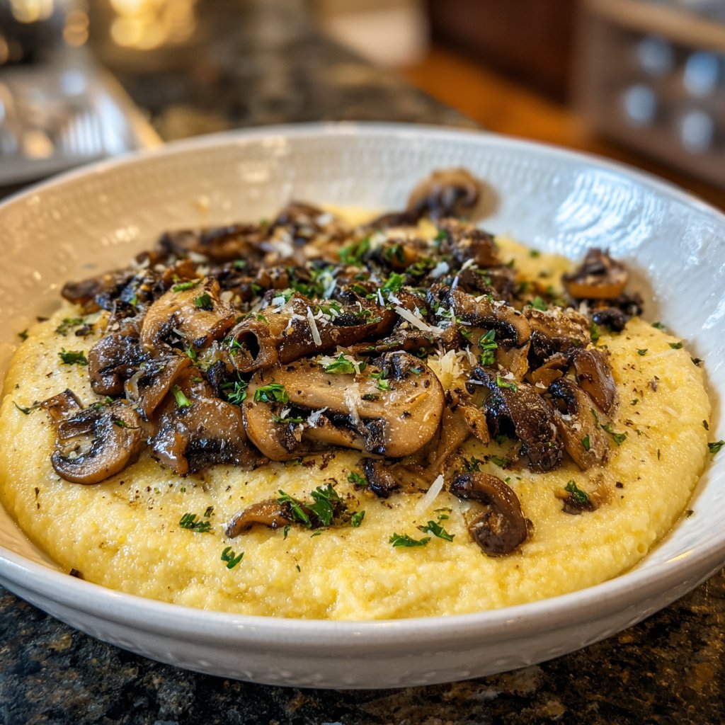 Romantic Parmesan Polenta with Mushrooms