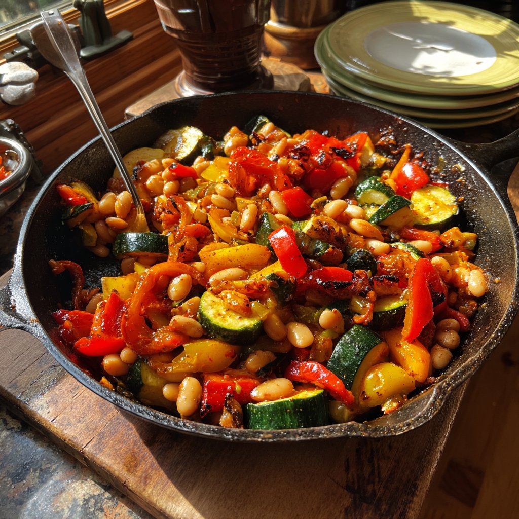 Roasted Veggie White Bean Skillet