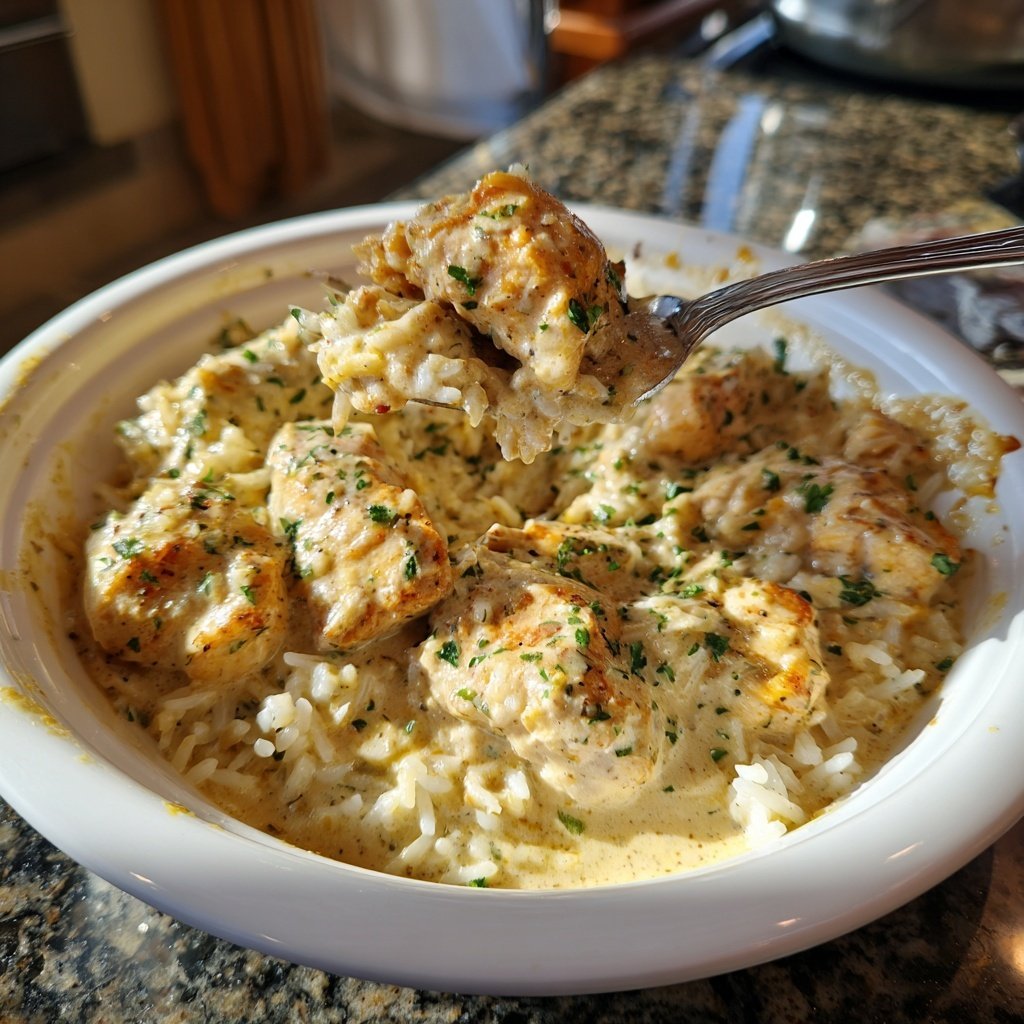 Creamy Garlic Chicken With Rice