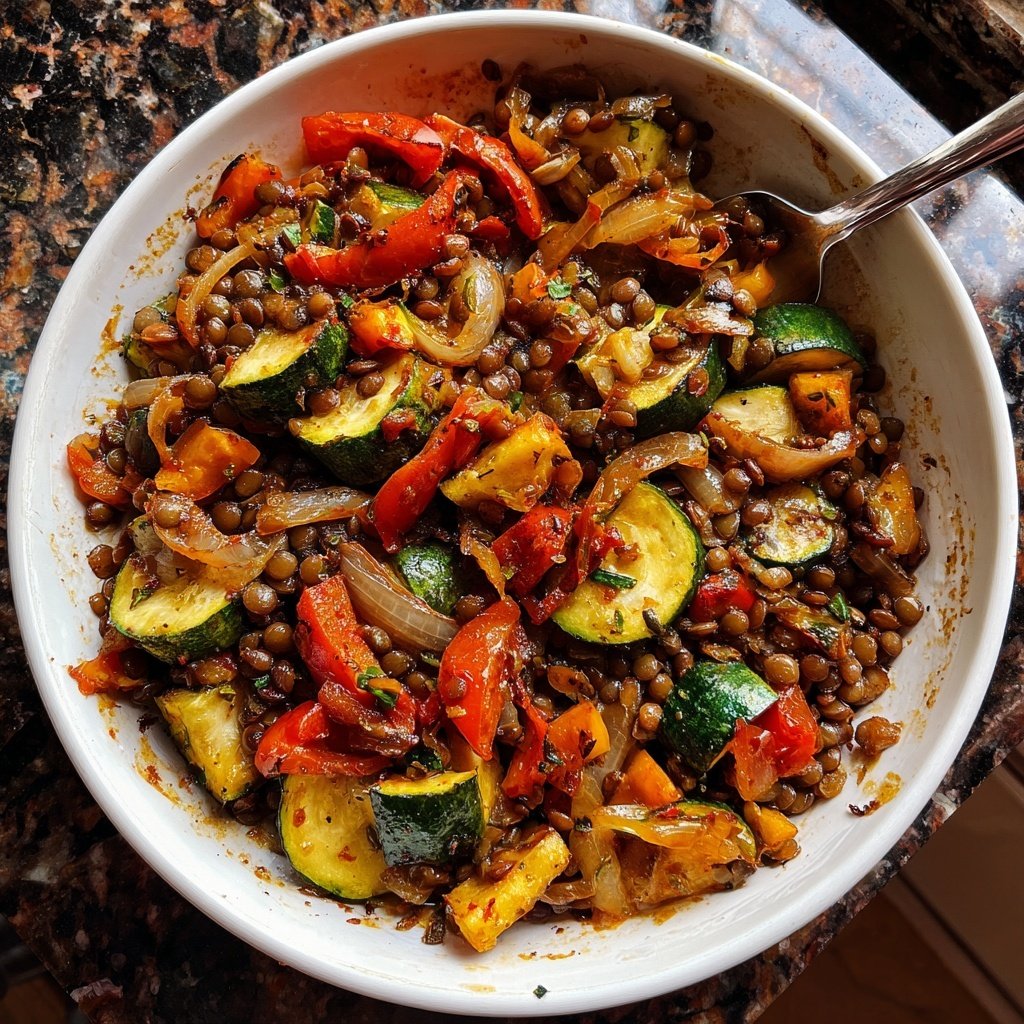 Roasted Veggie Lentil Skillet